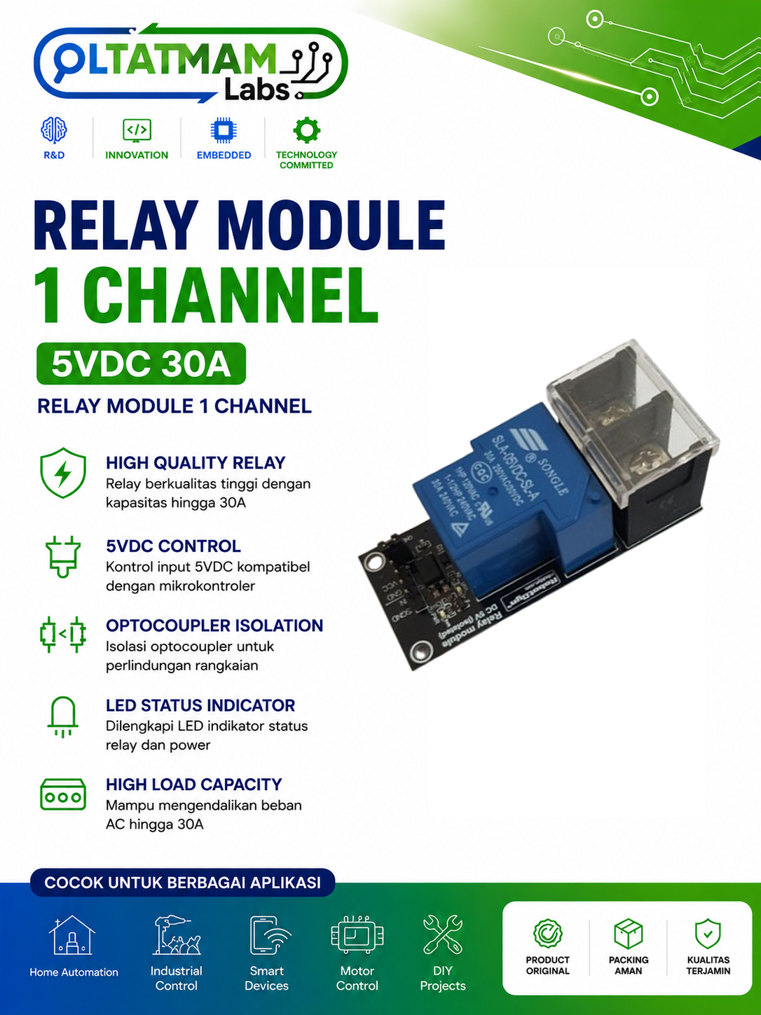 Relay Module 1 Channel 5VDC 30A / Modul Relay 1 Channel 5V 30A