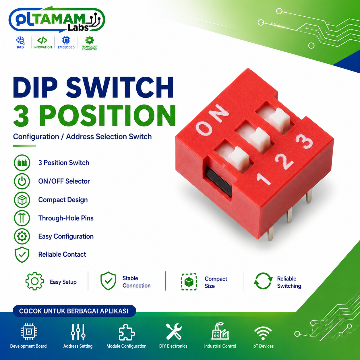 DIP Switch 3 Posisi / 3 Position DIP Switch / Saklar DIP 3 Channel