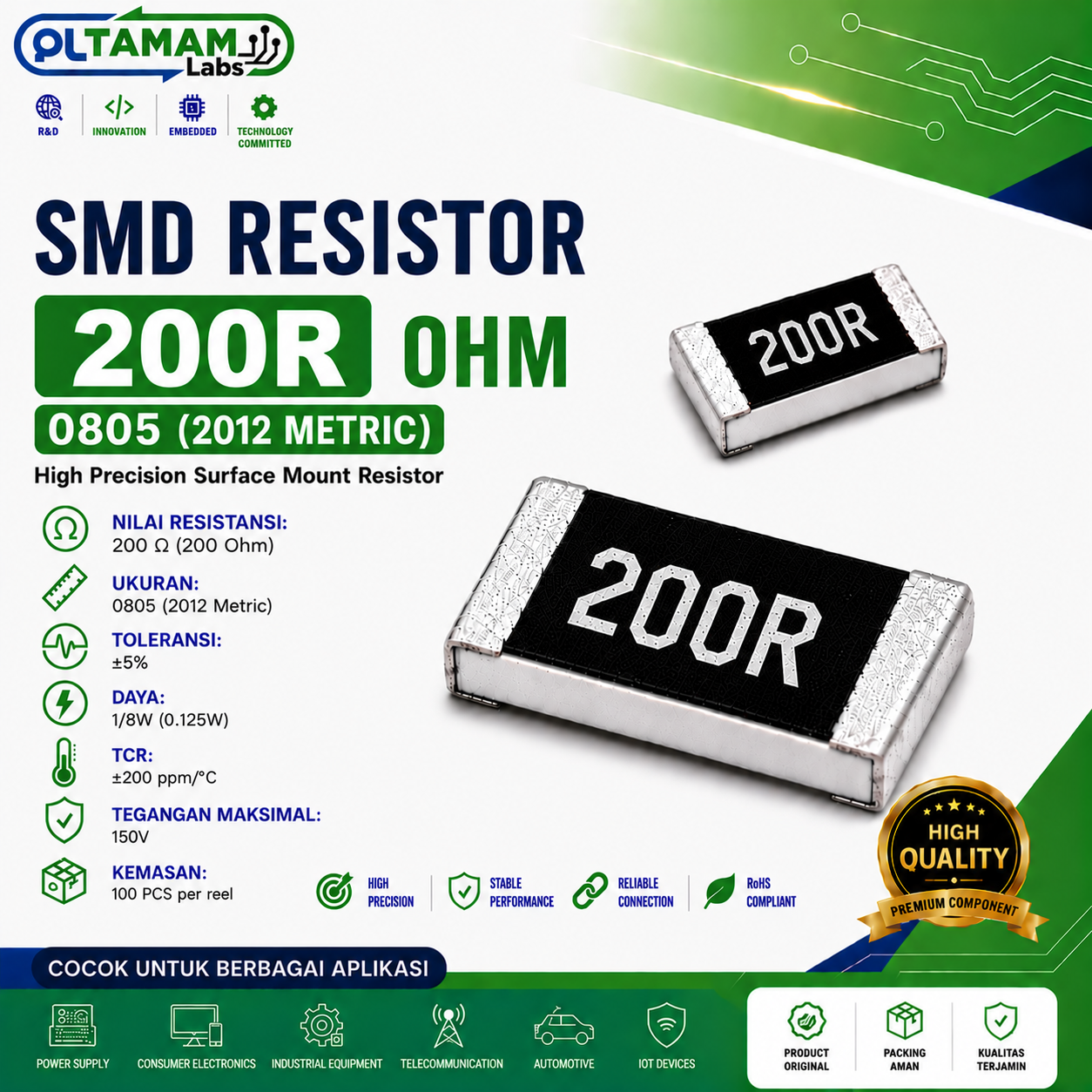 RESISTOR SMD 0R, 200R, 330R, 510R