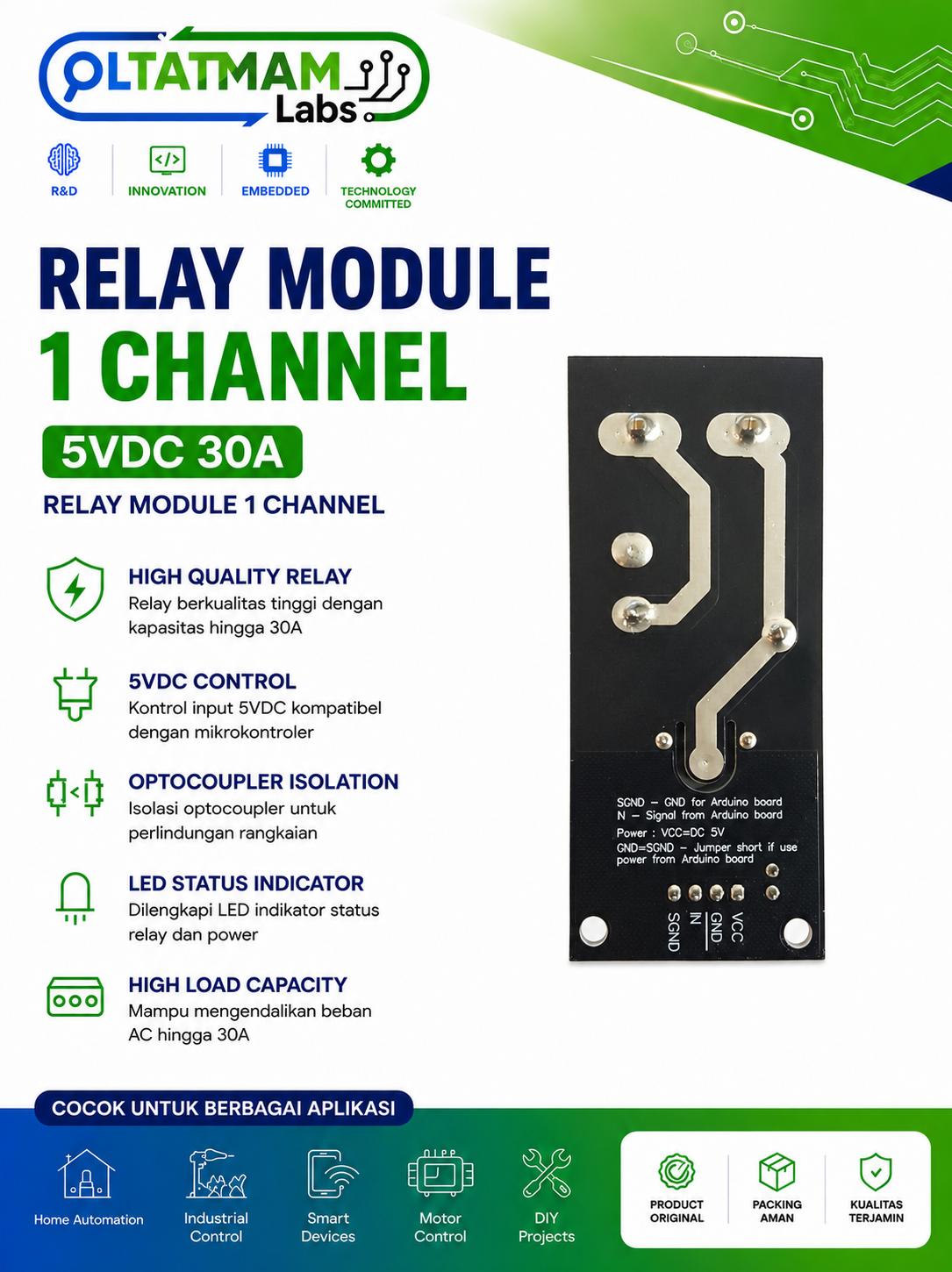 Relay Module 1 Channel 5VDC 30A / Modul Relay 1 Channel 5V 30A