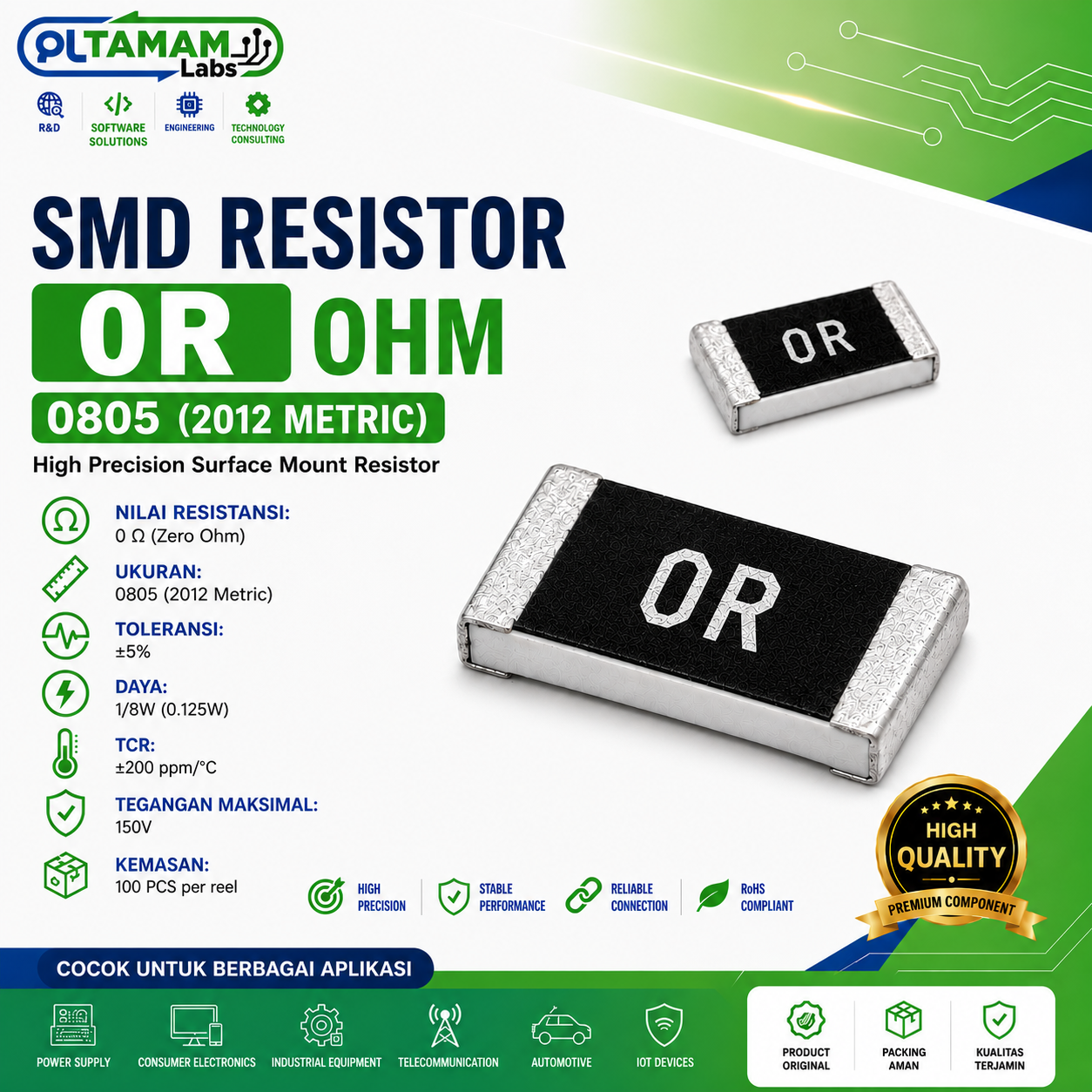 RESISTOR SMD 0R, 200R, 330R, 510R